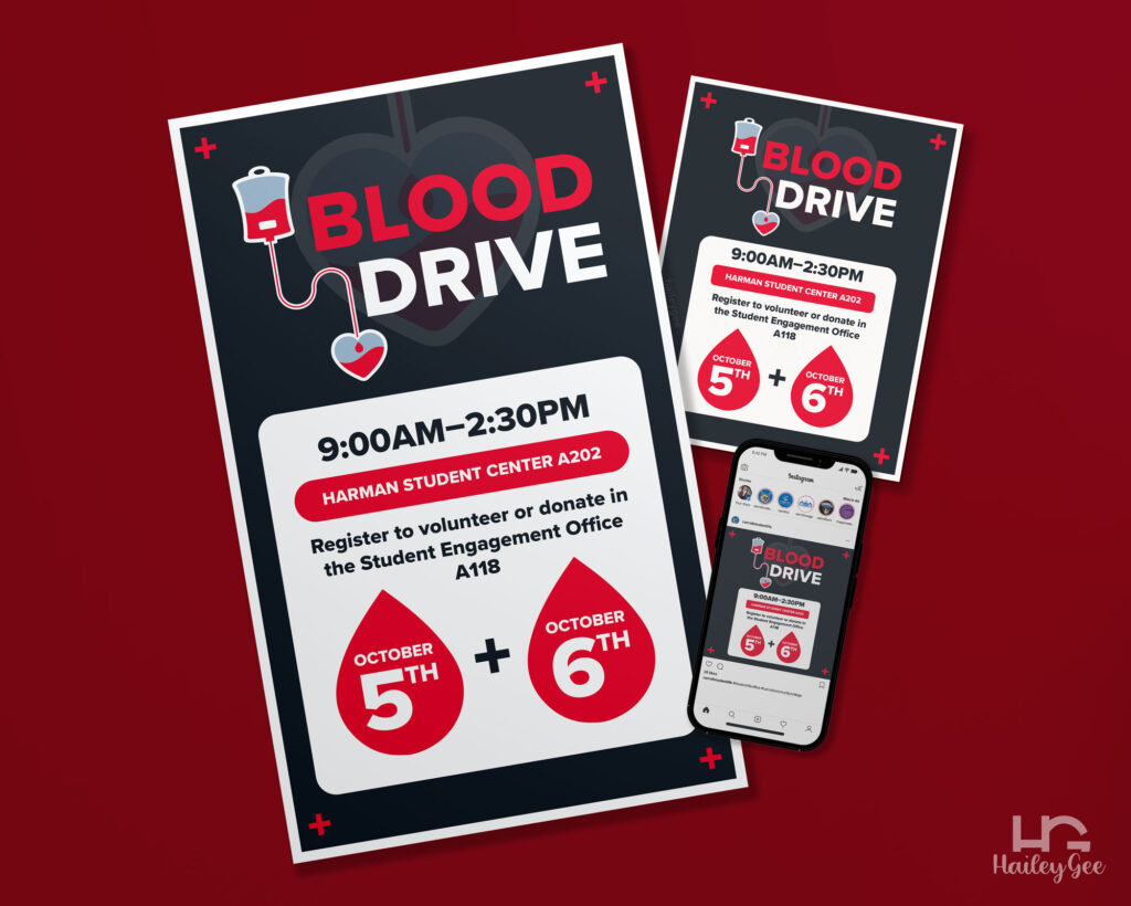 Blood Drive Poster, Flyer, and Social Media Advertisements