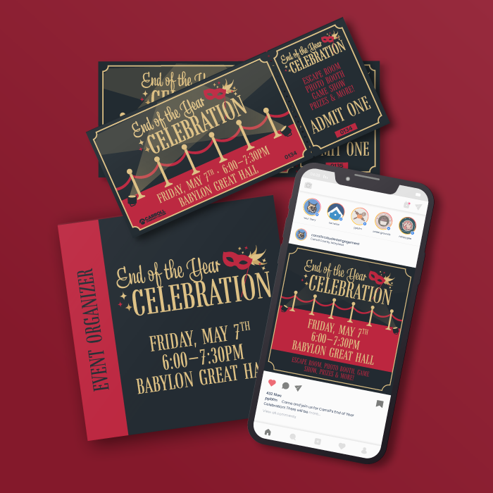 End of the Year Celebration Phone, Event Organizer, and Ticket Mockup Thumbnail